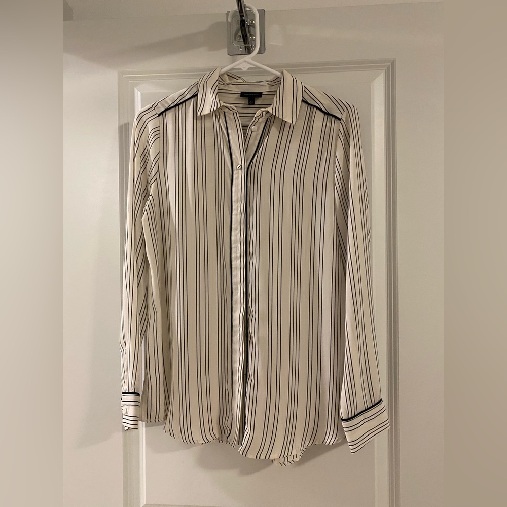Who What Wear Black and White Stripped Button Down